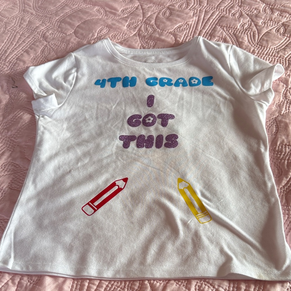 Wonder Nation White Tee with Colorful Crayon Print